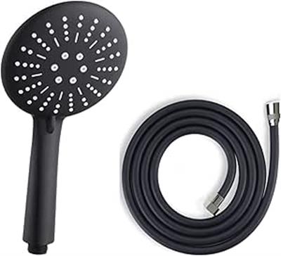 NEROLIA Matte Black Lüks Duş Seti - 3 Farklı Püskürtmeli Full Mat Siyah Kaplama El Duşu + 150 cm Siyah PVC Duş Spirali - Paslanmaz, Kopmaz, Kırılmaz Çelik Bağlantılı PVC Duş Hortumu (2li Set)