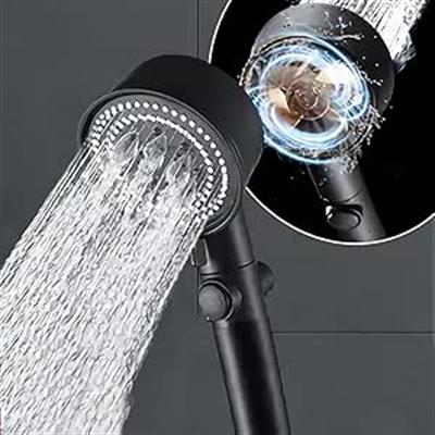 ZEMUS 5 Fonksiyonlu Duş Başlığı - Turbo Fan Duş Başlığı - Siyah