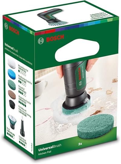 Bosch Elektrikli Temizleme Fırçası UniversalBrush İçin Mutfak Pedi (Karton Pakette 3 Adet)