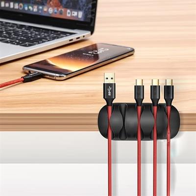 5 Kanallı Kablo Fiş Tutucu Kablo Sabitleyici Aparat 3 Adet Siyah