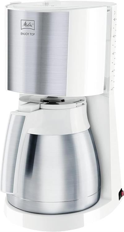 OUTLET Melitta Enjoy II Top Therm Termoslu Filtre Kahve Makinesi, Paslanmaz Çelik ve Plastik, 1.2 L Kapasitesi, 1000W, Damlama Durdurucu, Aroma Selector, Otomatik Kapanma, Beyaz