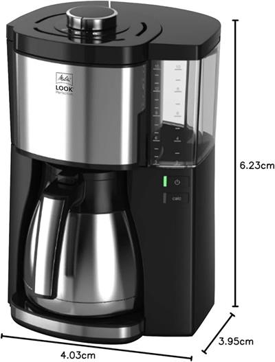 OUTLET Melitta Look V Perfection Filtre Kahve Makinesi - Termos - Zamanlayıcı Fonksiyonlu - Damlama Durdurucu - 10 Fincan - Siyah (1025-16)