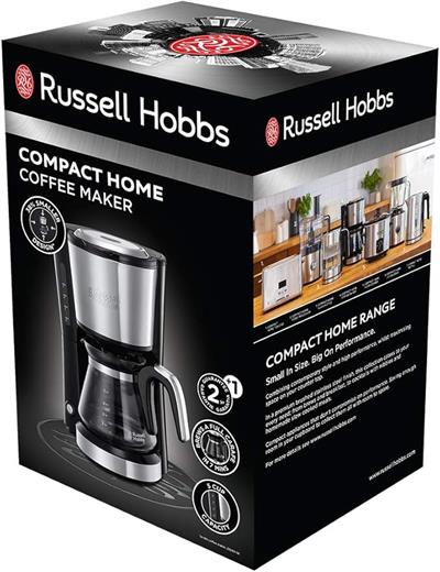 OUTLET Russell Hobbs 24210-56 Mini Kahve Makinesi, Kompakt, 650 Watt, 5 Fincana Kadar, Paslanmaz Çelik, 0,6 Litre