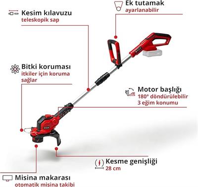 Einhell Akülü Kenar Kesme GE-CT 18/28 Li Solo Power X-Change (18V, 28 cm kesme genişliği, akü ve şarj cihazı dahil değildir) - 3411242