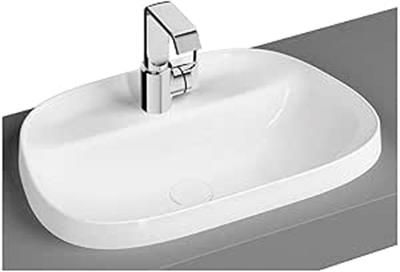 OUTLET VitrA Frame 5696B403-0041 Tezgah Üstü TV Lavabo, Armatür Bantlı, VitrA Clean, 57 cm, Beyaz