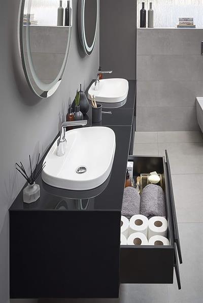 OUTLET VitrA Frame 5696B403-0041 Tezgah Üstü TV Lavabo, Armatür Bantlı, VitrA Clean, 57 cm, Beyaz