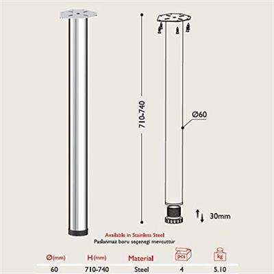 OUTLET Gürçay Masa Ayağı, 60Mm