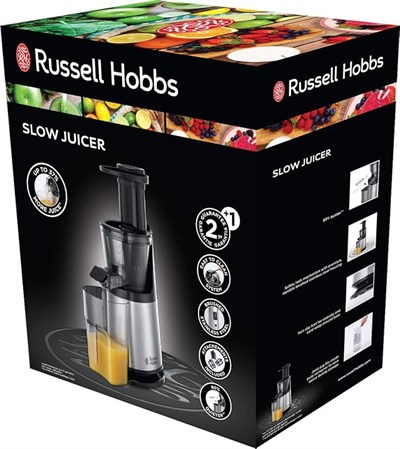 OUTLET Russell Hobbs 25170-56 Yavaş Meyve Sıkacağı, 3 Süzgeç Ek Parçası (İnce, Kaba ve Dondurulmuş Meyveler), Siyah