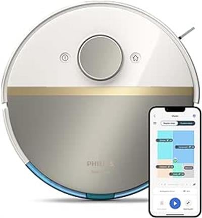 OUTLET Philips XU7000/02 HomeRun 7000 Serisi Aqua Islak ve Kuru Temizlik Robotu, Güçlü 5200 mAh Li-Ion Pil,5000 Pa Emiş Gücü, 360 Lazer Navigasyon, EPA11 Filtre