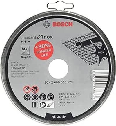 OUTLET Bosch için ayırma diski düz standart Inox- Rapido WA 60 T BF, 125 mm, 10-ER paket, 2608603255