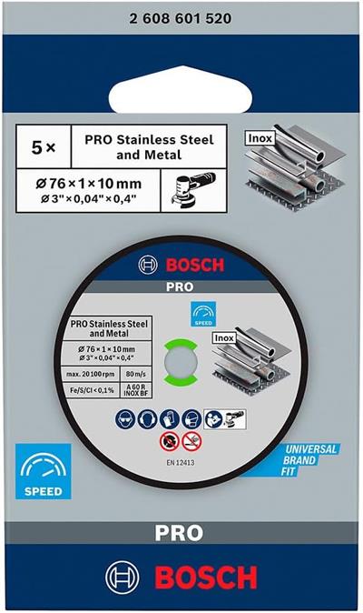Bosch Professional Accessories 5 adet kesme diski (Inox uzmanı, 10 mm yuvalı açılı taşlama makinesi için aksesuar)