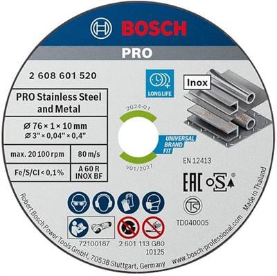 Bosch Professional Accessories 5 adet kesme diski (Inox uzmanı, 10 mm yuvalı açılı taşlama makinesi için aksesuar)