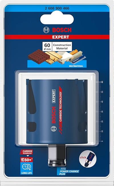 Bosch Professional 1x EXPERT Construction Material Delik Açma Testereleri (Yumuşak ahşap, Sunta, Tuğla, Yumuşak döşemeler, Fiber plastik GFK, CFK, Ã˜ 60 mm, Aksesuar Darbeli Matkap/Vidalama)