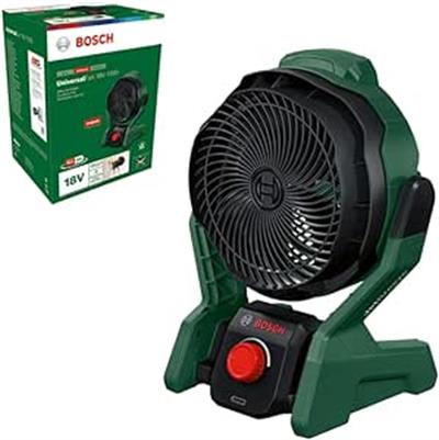 Bosch akülü vantilatör, evrensel fan 18V-1000 (aküsüz, 18 Volt sistemi, amatör çalışanlar, kamp ve daha fazlası için, hava debisi: 1.000 m³/saat, kartonda) 