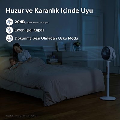 Levoit 20dB Ayaklı Fan, Sessiz, Sensörlü ve Uzaktan Kumandalı, Salınımlı, Saatte 2465 Metreküp Hava Hacmi, Dört Dakikada Hava Sirkülasyonu, Dört Mod, 12 Seviye, 12 Saat Zamanlayıcı