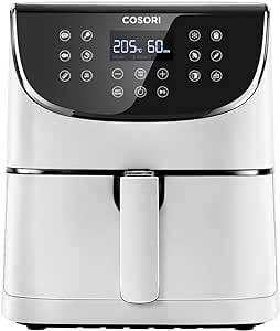 AirfryerCOSORI AİRFRYER, 1700W MAX XXL 5,5 L DİJİTAL DOKUNMATİK HAVA FRİTÖZLERİ, 100 TARİF YEMEK KİTABI VE 11 ÖNCEDEN AYARLANMIŞ FIRIN, YAĞSIZ SICAK BRÜLÖR, YAPIŞMAZ SEPET, BPA VE PFOA İÇERMEZ, BEYAZ