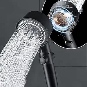 El Duşları ve ParçalarıZEMUS 5 Fonksiyonlu Duş Başlığı - Turbo Fan Duş Başlığı - Siyah