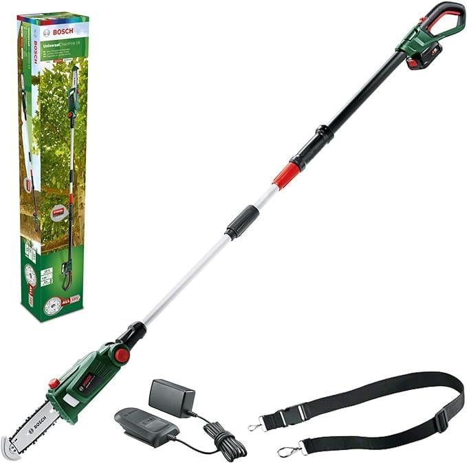 Elektrikli Budama MakasıOUTLET Bosch pil elektrikli budama makinesi Universalchainpole 18 (pil, şarj cihazı, karton, 18 Volt System, 2,5 Ah)