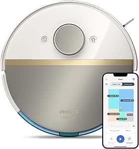 Robot SüpürgelerOUTLET Philips XU7000/02 HomeRun 7000 Serisi Aqua Islak ve Kuru Temizlik Robotu, Güçlü 5200 mAh Li-Ion Pil,5000 Pa Emiş Gücü, 360 Lazer Navigasyon, EPA11 Filtre