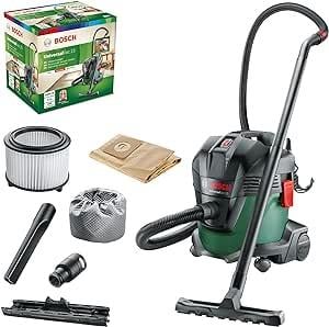 Toz Emme SistemleriOUTLET Bosch Universalvac 15 Islak ve Kuru Toz Emme Makinesi, 1000 Watt, Kutuda, Siyah