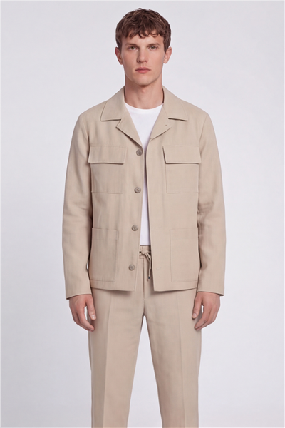 Giotelli Erkek Bej Normal Kesim Regular Fit Dokuma Lastikli Bel Takım Elbise