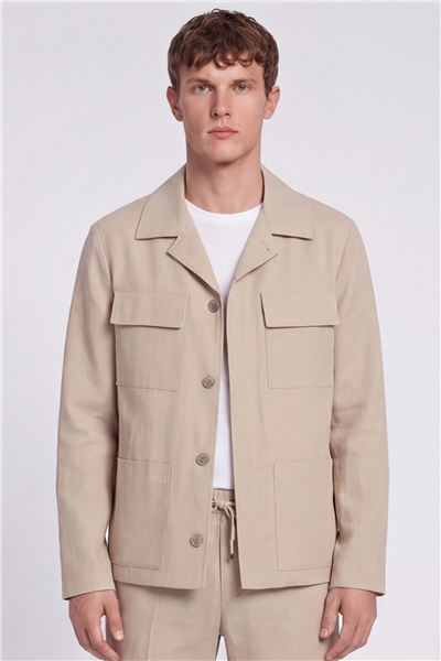 Giotelli Erkek Bej Normal Kesim Regular Fit Dokuma Lastikli Bel Takım Elbise