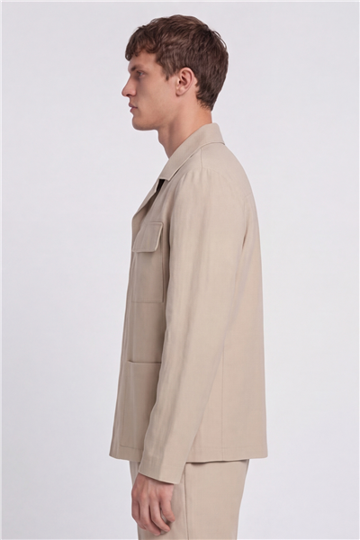 Giotelli Erkek Bej Normal Kesim Regular Fit Dokuma Lastikli Bel Takım Elbise