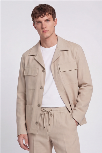 Giotelli Erkek Bej Normal Kesim Regular Fit Dokuma Lastikli Bel Takım Elbise