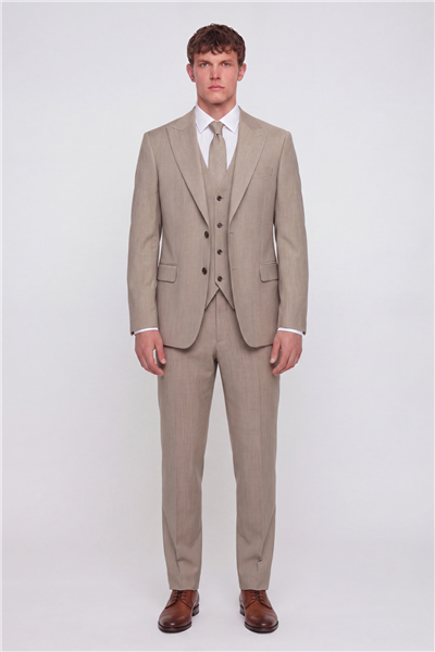 Açık Bej VEST SUIT PRNT