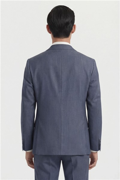 Giotelli Erkek Açık Lacivert Normal Kesim Regular Fit Dokuma Çizgili Takım Elbise