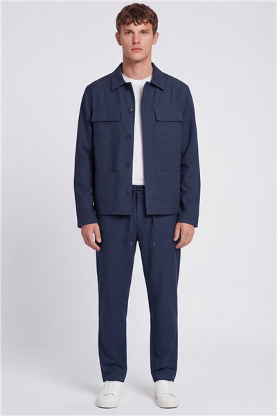 Giotelli Erkek Lacivert Normal Kesim Regular Fit Dokuma Lastikli Bel Takım Elbise