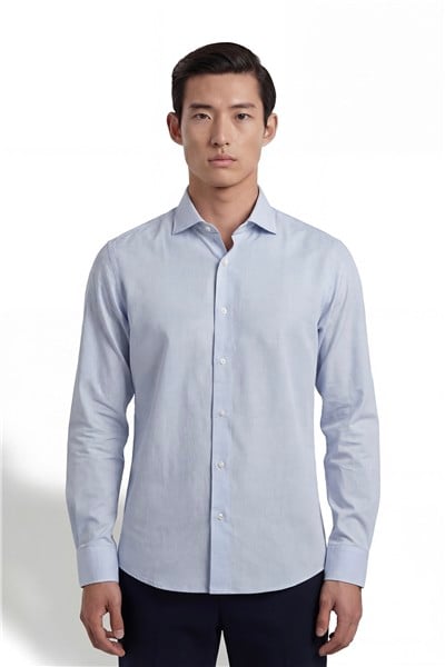 Giotelli Erkek Açık Mavi Normal Kesim Regular Fit %100 Pamuk Dokuma Klasik Yaka Gömlek