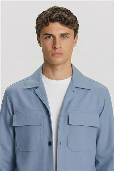 Giotelli Açık Mavi Roma Kalıp Keten Karışımlı Ceket Yaka 6 Drop Tam Astarlı Erkek Takım Elbise