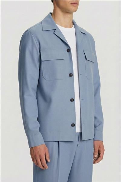 Giotelli Açık Mavi Roma Kalıp Keten Karışımlı Ceket Yaka 6 Drop Tam Astarlı Erkek Takım Elbise