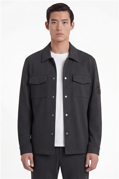 Giotelli Erkek Antrasit Dar Kesim Slim Fit Viskon Dokuma Bomber Ceketli Takım