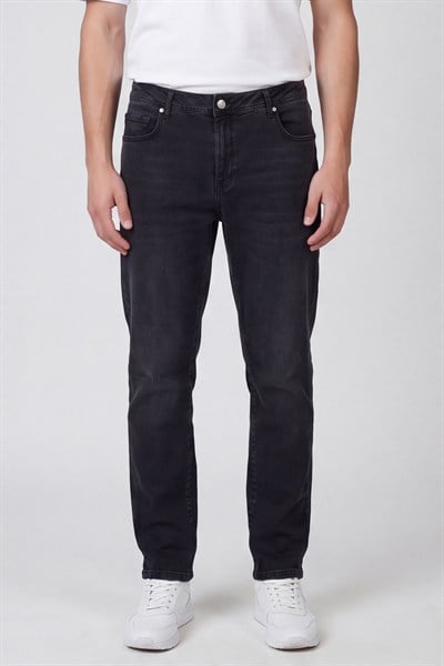 Giotelli Erkek Antrasit Dar Kesim Slim Fit Pamuklu Beş Cep Denim Pantolon