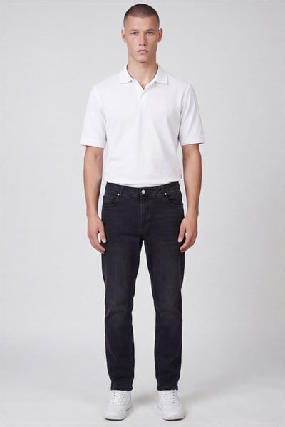 Giotelli Erkek Antrasit Dar Kesim Slim Fit Pamuklu Beş Cep Denim Pantolon