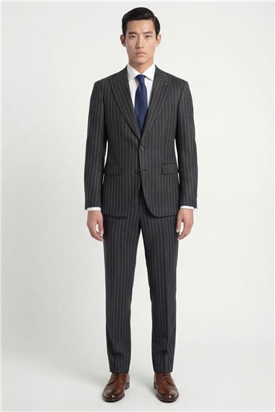 Giotelli Erkek Antrasit Dar Kesim Slim Fit Viskon Dokuma Normal Bel 6 Drop Klasik Takım Elbise