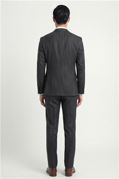 Giotelli Erkek Antrasit Dar Kesim Slim Fit Viskon Dokuma Normal Bel 6 Drop Klasik Takım Elbise