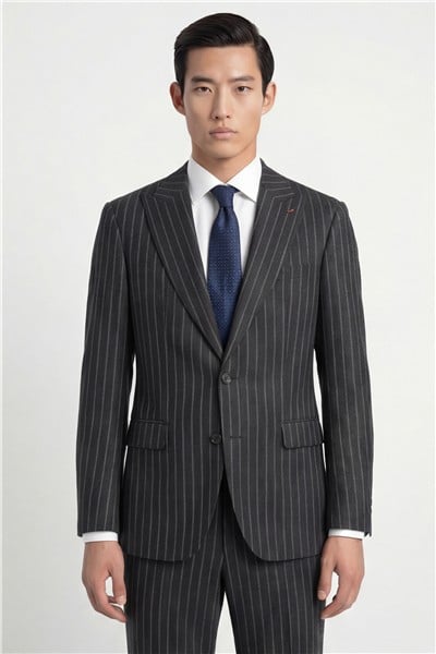 Giotelli Erkek Antrasit Dar Kesim Slim Fit Viskon Dokuma Normal Bel 6 Drop Klasik Takım Elbise