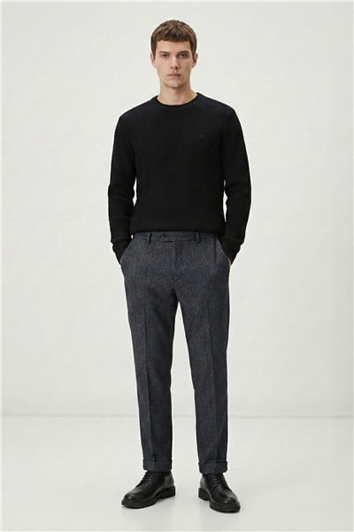 Giotelli Erkek Antrasit Dar Kesim Slim Fit Viskon Dokuma Normal Bel 6 Drop Pantolon