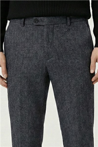 Giotelli Erkek Antrasit Dar Kesim Slim Fit Viskon Dokuma Normal Bel 6 Drop Pantolon