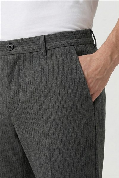 Giotelli Erkek Antrasit Normal Kesim Regular Fit Dokuma Normal Bel Duble Paça Pantolon