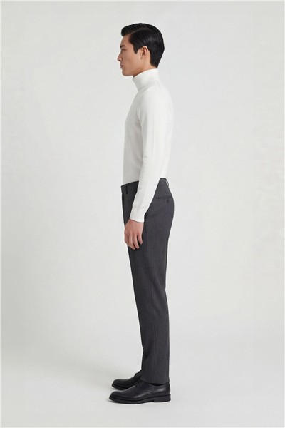 Giotelli Erkek Antrasit Dar Kesim Slim Fit %100 Yün Normal Bel Pantolon