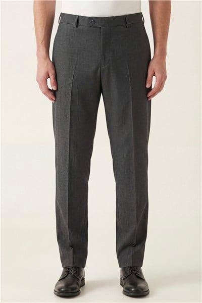 Giotelli Erkek Antrasit Dar Kesim Slim Fit %100 Yün Yan Cep Normal Bel Pantolon