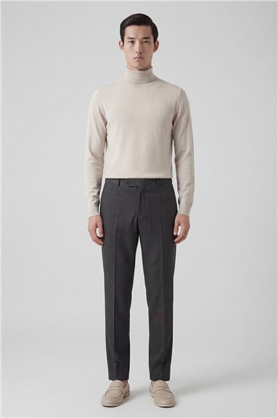 Giotelli Erkek Antrasit Dar Kesim Slim Fit Viskon Dokuma Normal Bel Dokuma Pantolon