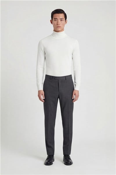 Giotelli Erkek Antrasit Dar Kesim Slim Fit %100 Yün Normal Bel Pantolon