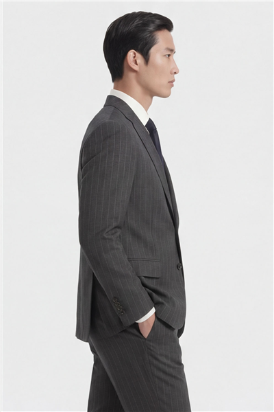 Giotelli Erkek Antrasit Dar Kesim Slim Fit Viskon Dokuma Çizgili Klasik Yaka 6 Drop Takım Elbise