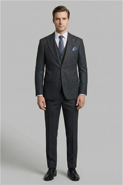 Giotelli Erkek Antrasit Dar Kesim Slim Fit Viskon 8 Drop Klasik Takım Elbise