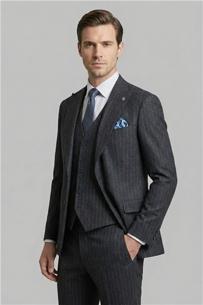 Giotelli Erkek Antrasit Dar Kesim Slim Fit Viskon 8 Drop Klasik Takım Elbise